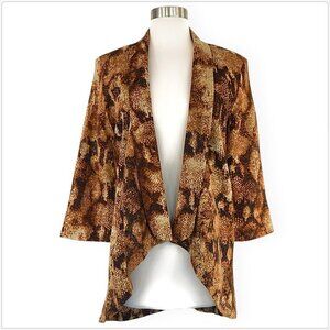 Alberto Makali Brown Animal Snake Print Open Front High Low Jacket NWT New M